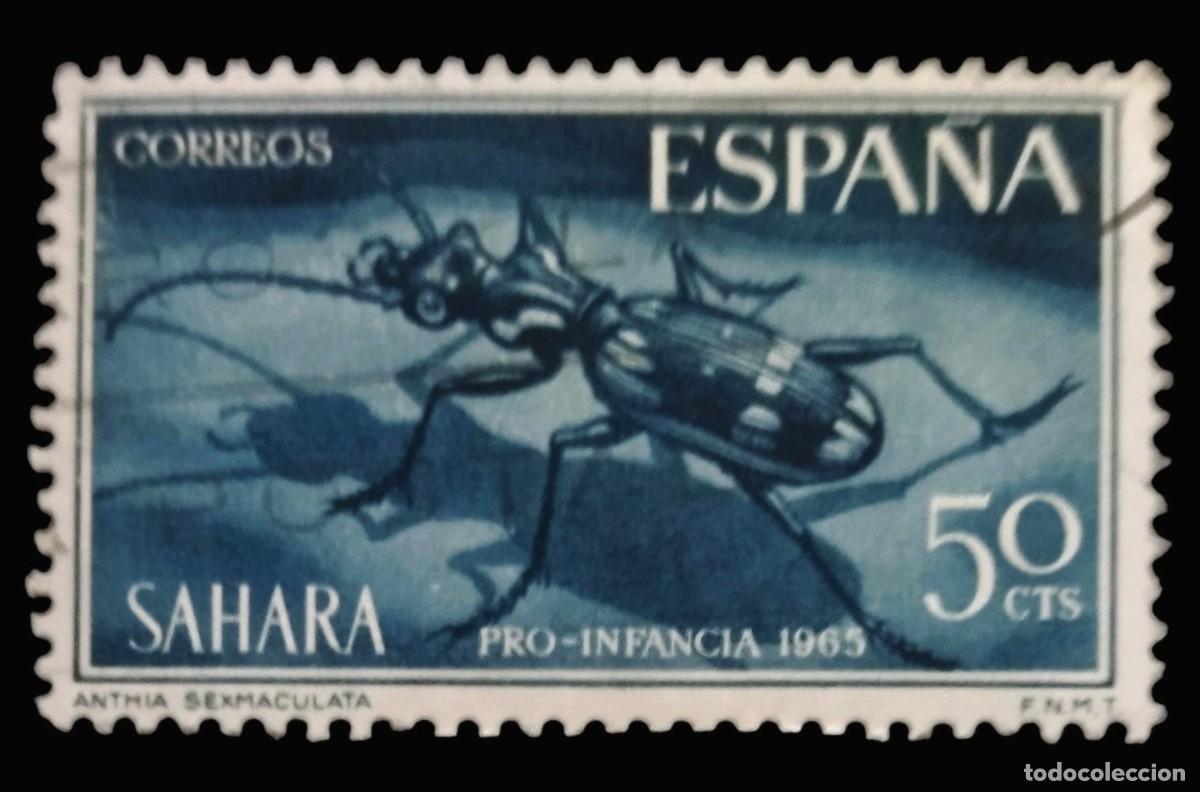 Sellos: S&Aacute;HARA ESPA&Ntilde;OL 1965 Pro-Infancia - Insectos. Edifil 242. USADO.