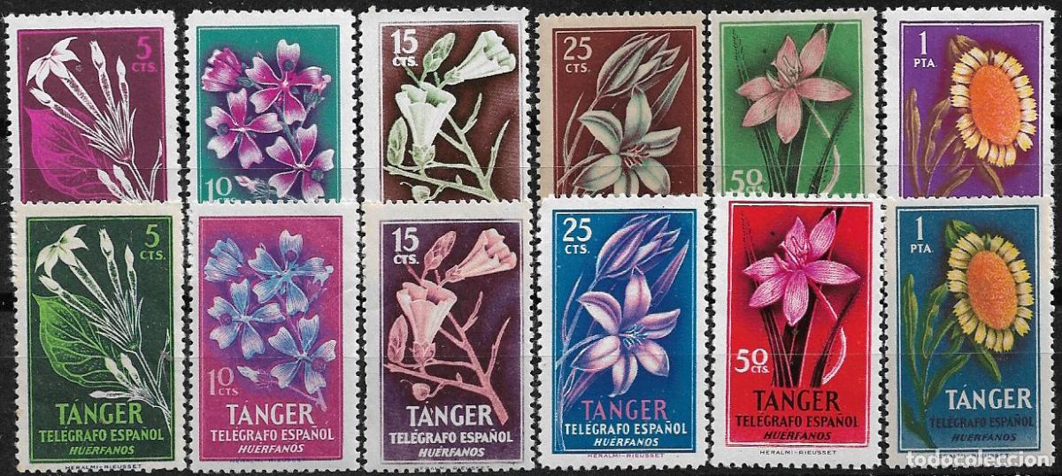 Sellos: T&aacute;nger 1956 Flores, Hevia N &ordm; 73 a 78 y 85 a 90 * * completa