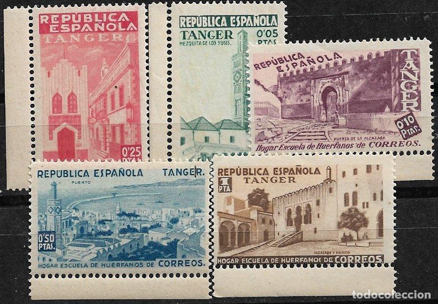 Sellos: T&aacute;nger 1937 Beneficencia, Vistas, Edifil 1 a 5 * * completa