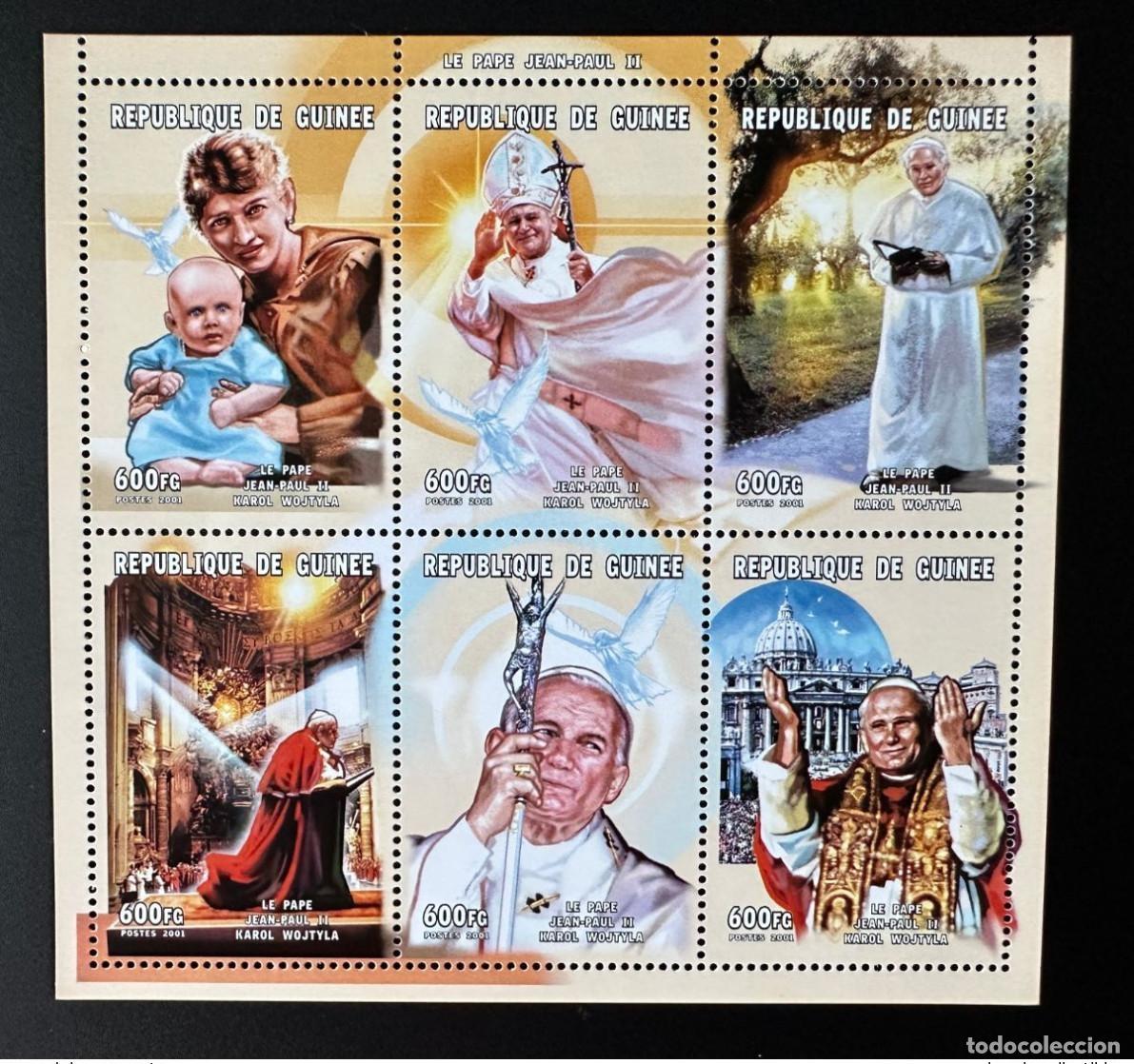 Sellos: Guinea 2001 Mi. 3184 - 3189 M/S Klb Papa Juan Pablo II Karol Wojtyla