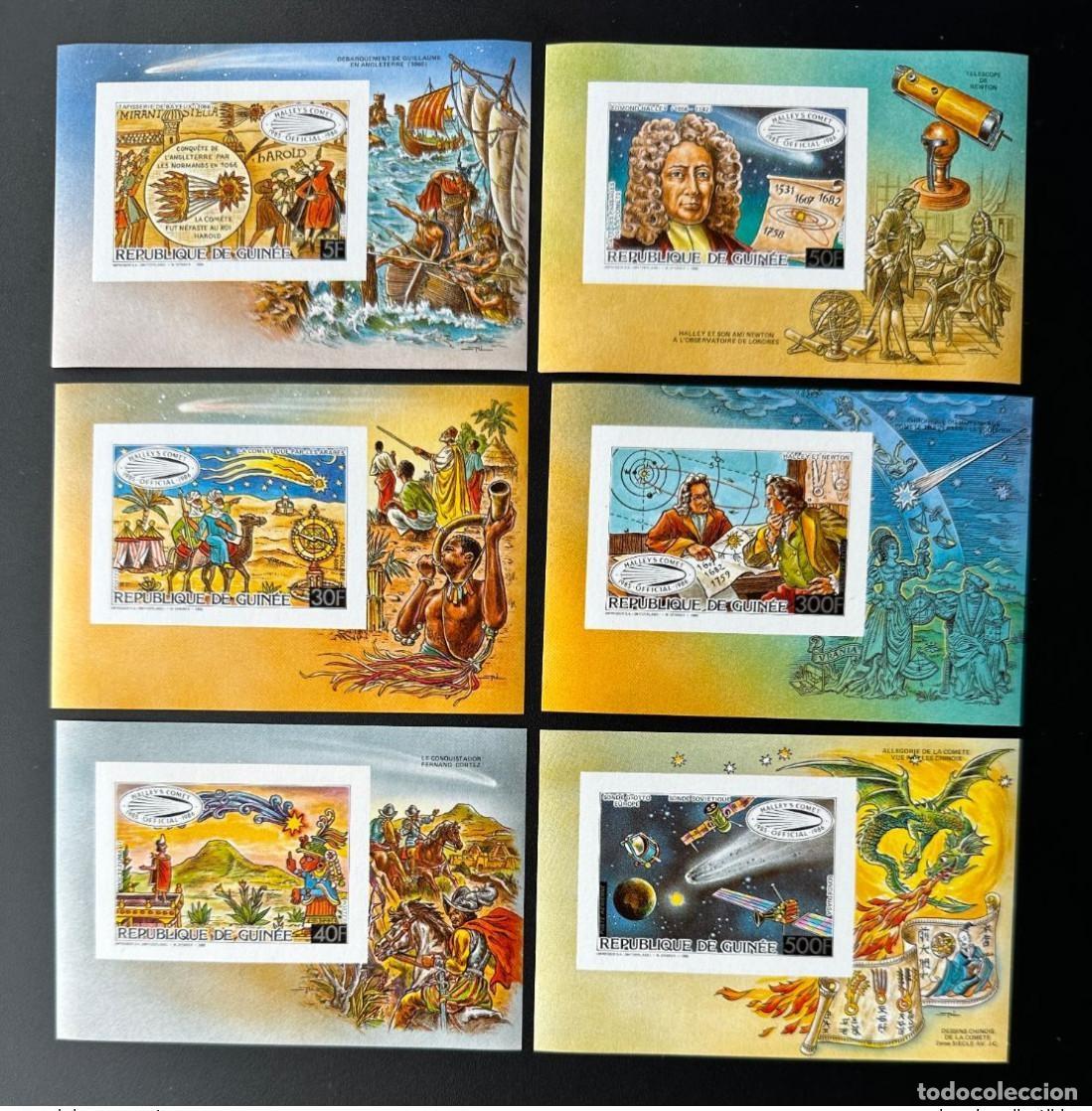 Francobolli: Guinea 1986 Mi. Bl.213 - 218 B ND IMPERF S/S Space Halley Comet