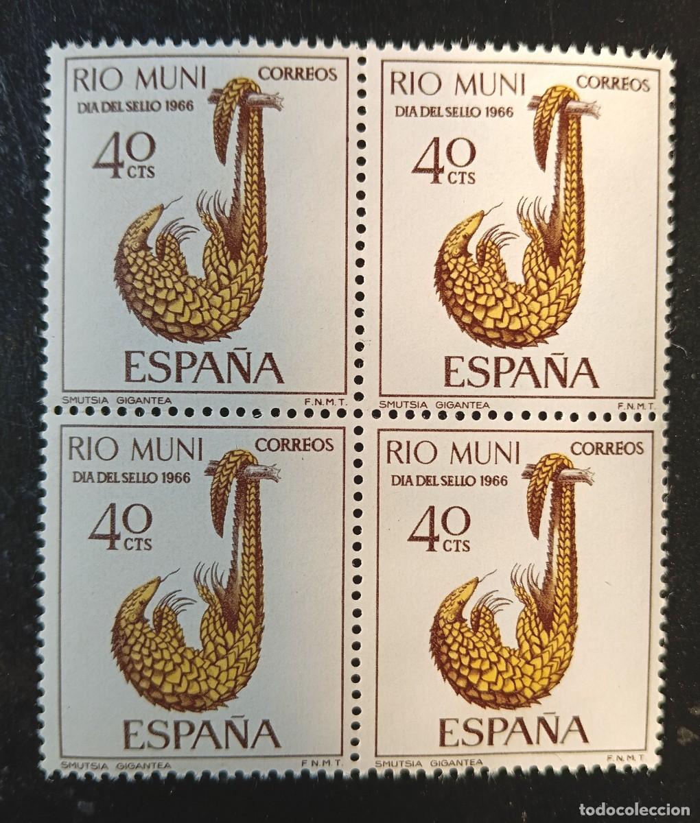 Timbres: ESPA&Ntilde;A - RIO MUNI - DIA DEL SELLO 1966 - 4 SELLOS