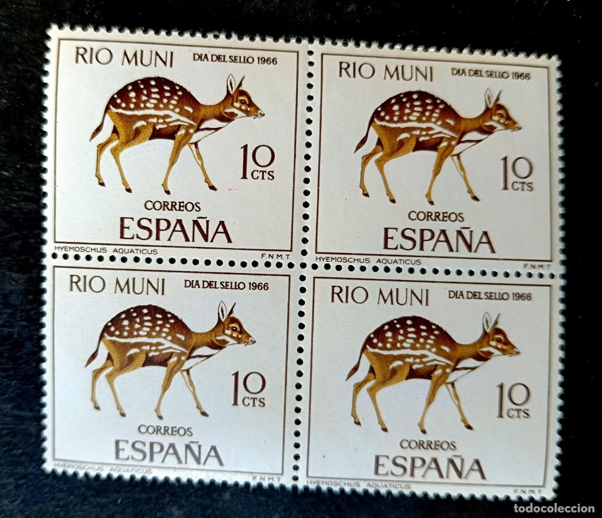 Timbres: ESPA&Ntilde;A - RIO MUNI - DIA DEL SELLO 1966 - 4 SELLOS
