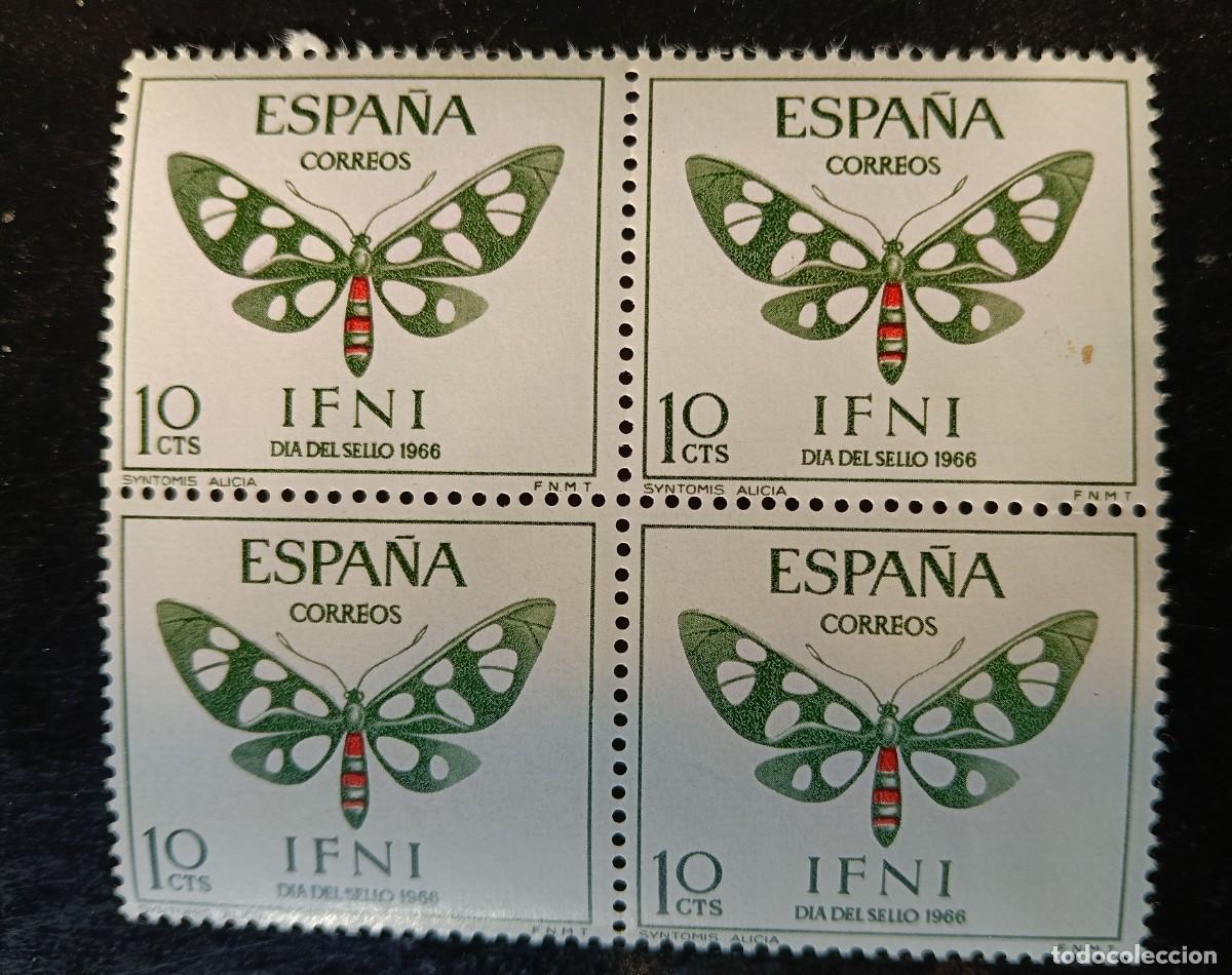 Timbres: ESPA&Ntilde;A - IFNI - DIA DEL SELLO 1966 - 4 SELLOS MARIPOSAS