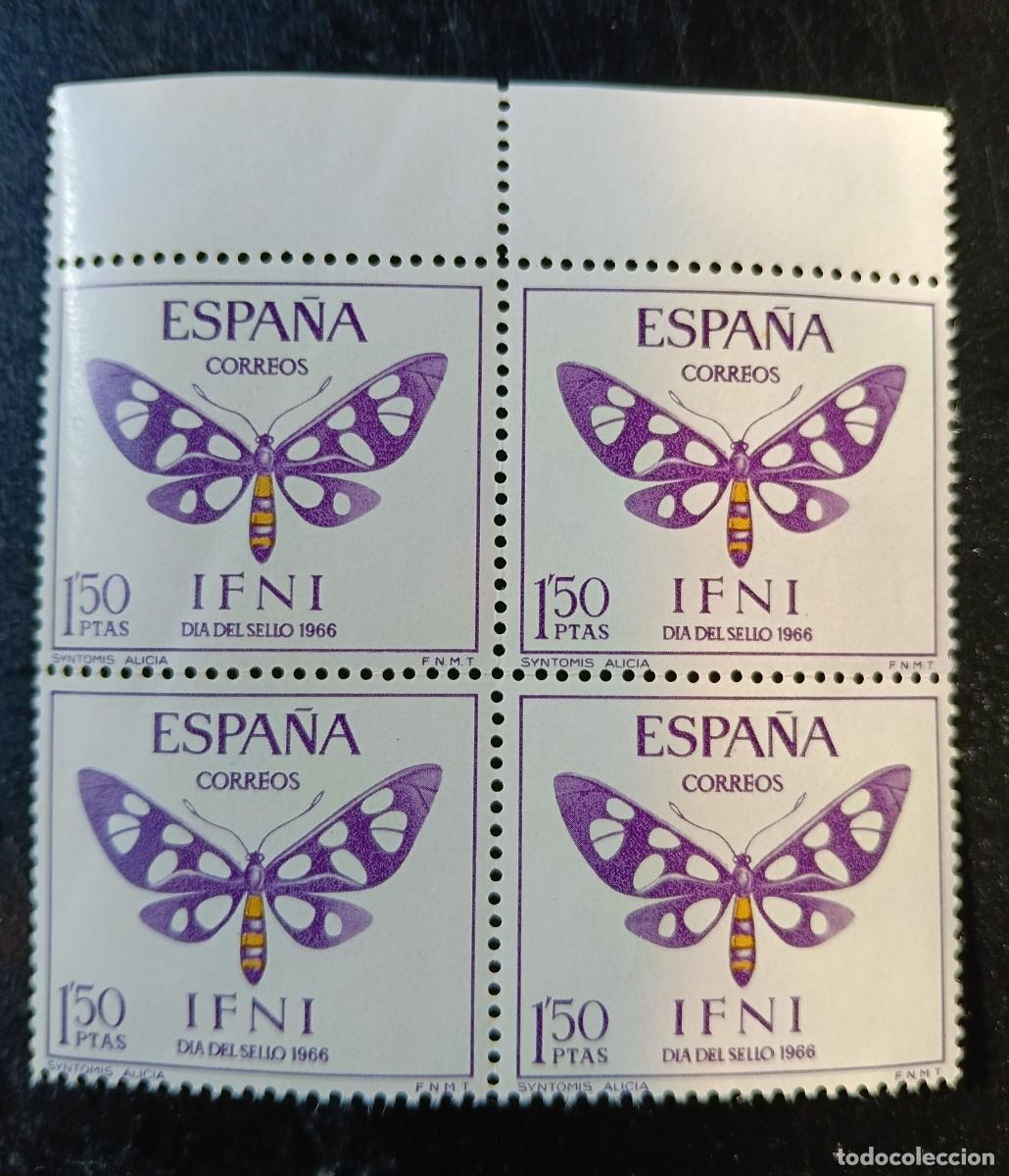 Timbres: ESPA&Ntilde;A - IFNI - DIA DEL SELLO 1966 - 4 SELLOS MARIPOSAS