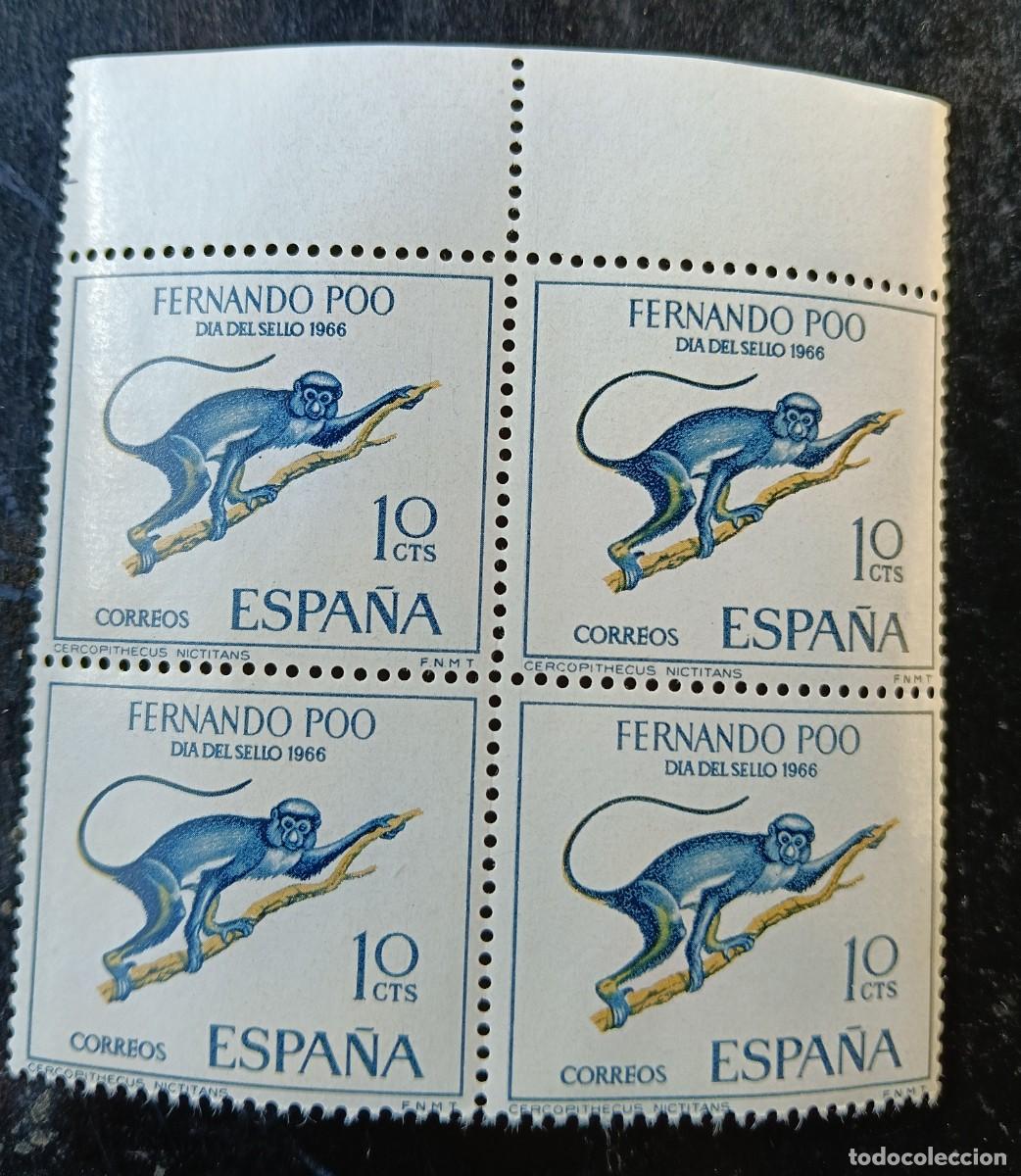 Sellos: ESPA&Ntilde;A - FERNANDO POO - DIA DEL SELLO 1966 - 4 SELLOS