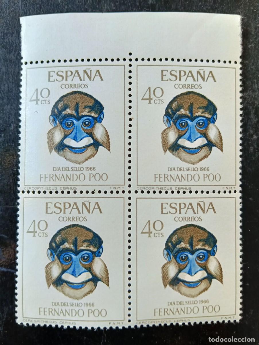 Sellos: ESPA&Ntilde;A - FERNANDO POO - DIA DEL SELLO 1966 - 4 SELLOS