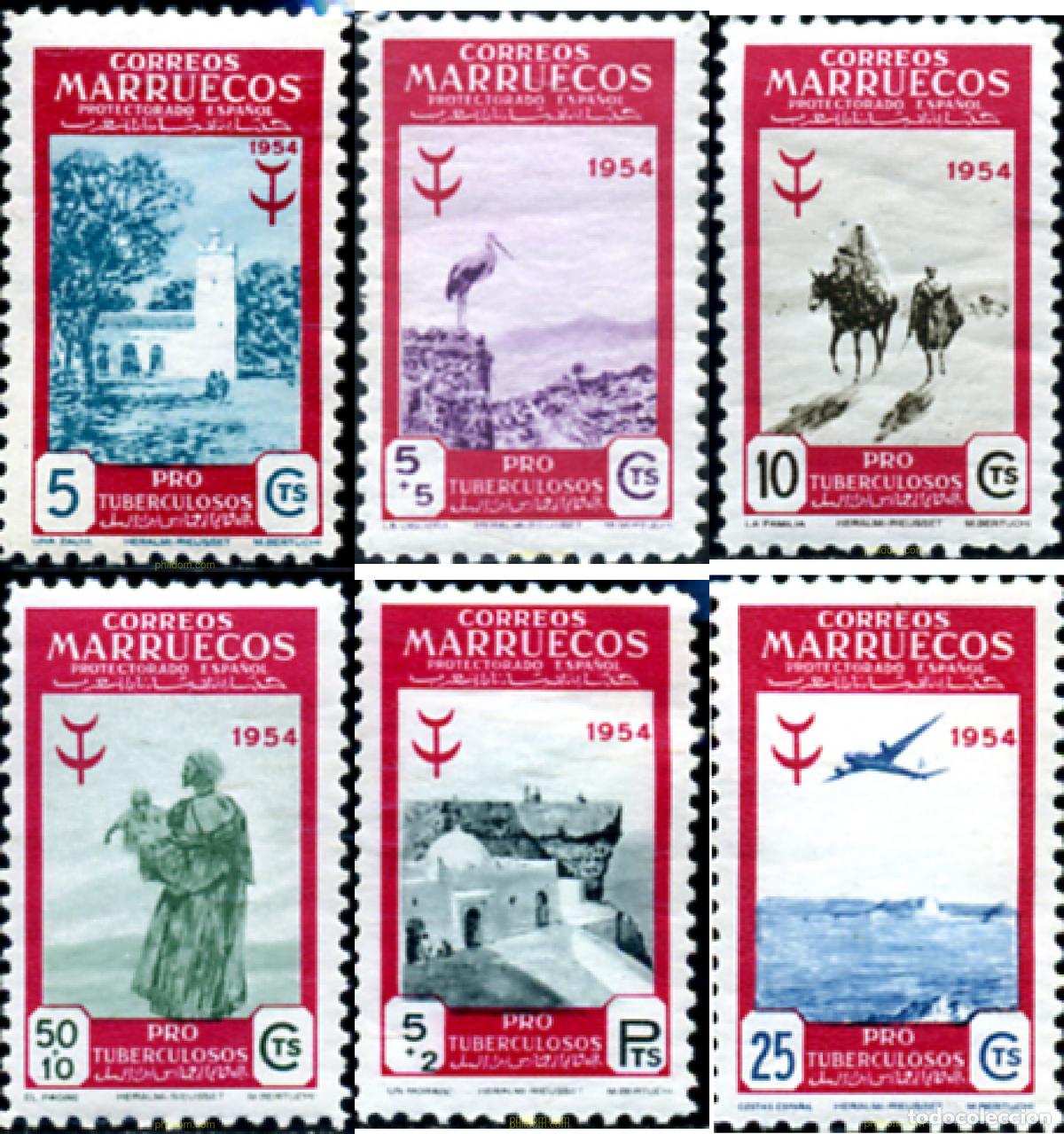 Selos: 246824 MNH MARRUECOS ESPA&Ntilde;OL 1954 PRO TUBERCULOSOS