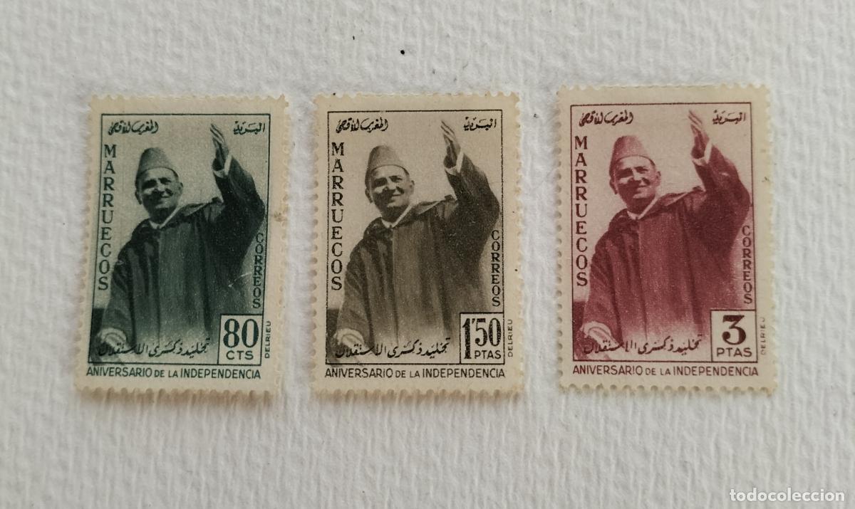 Selos: SELLOS MARRUECOS REINO INDEPENDIENTE ZONA NORTE 1957 (3 VALORES) EDIFIL 21 al 23.