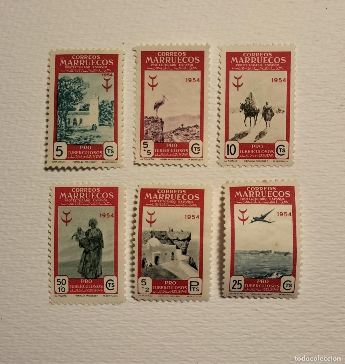 Selos: SELLOS ESPA&Ntilde;A (MARRUECOS) 1954 (6 VALORES) EDIFIL 394 al 399.