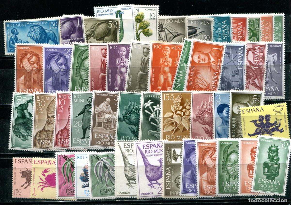 Sellos: 48 sellos diferentes de Rio Muni, casi todo series completas. Ver descripci&oacute;n