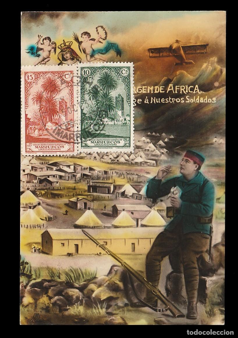 Selos: *** RARA TARJETA LARACHE-FRANCIA 1931. SOLDADO CON VIRGEN DE &Aacute;FRICA Y AVI&Oacute;N ***