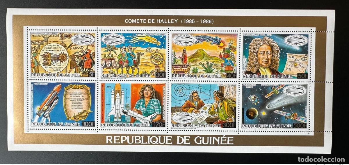 Sellos: Guinea 1986 Mi. 1106A 1116A Hoja colectiva Klb Space Comet Halley's