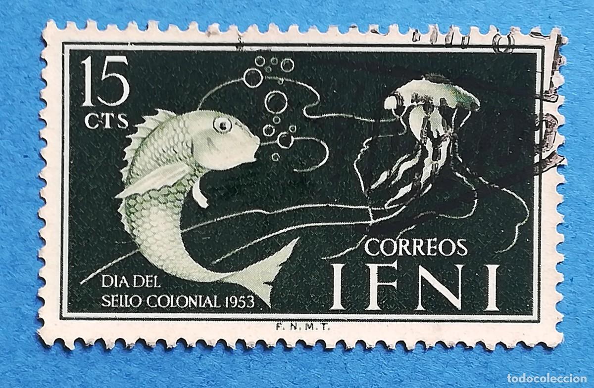 Sellos: D&iacute;a del Sello Colonial de 1953. Ifni. Edifil 101. Usado.