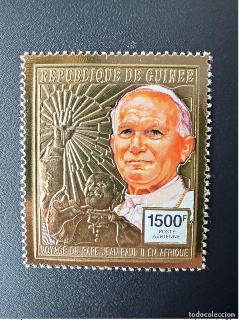 Sellos: Guinea 1992 Mi. 1390 Oro Papa Juan Pablo II Colombe