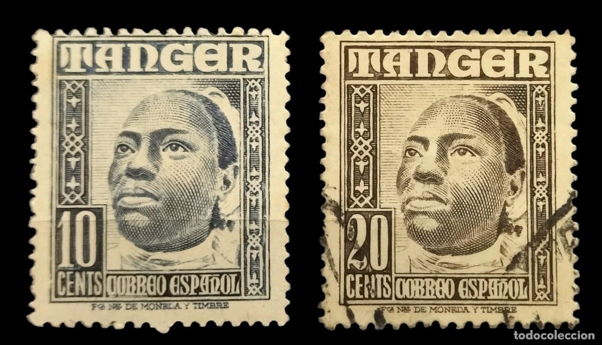 Sellos: T&Aacute;NGER 1948 Edifil 154 - 155. USADO.