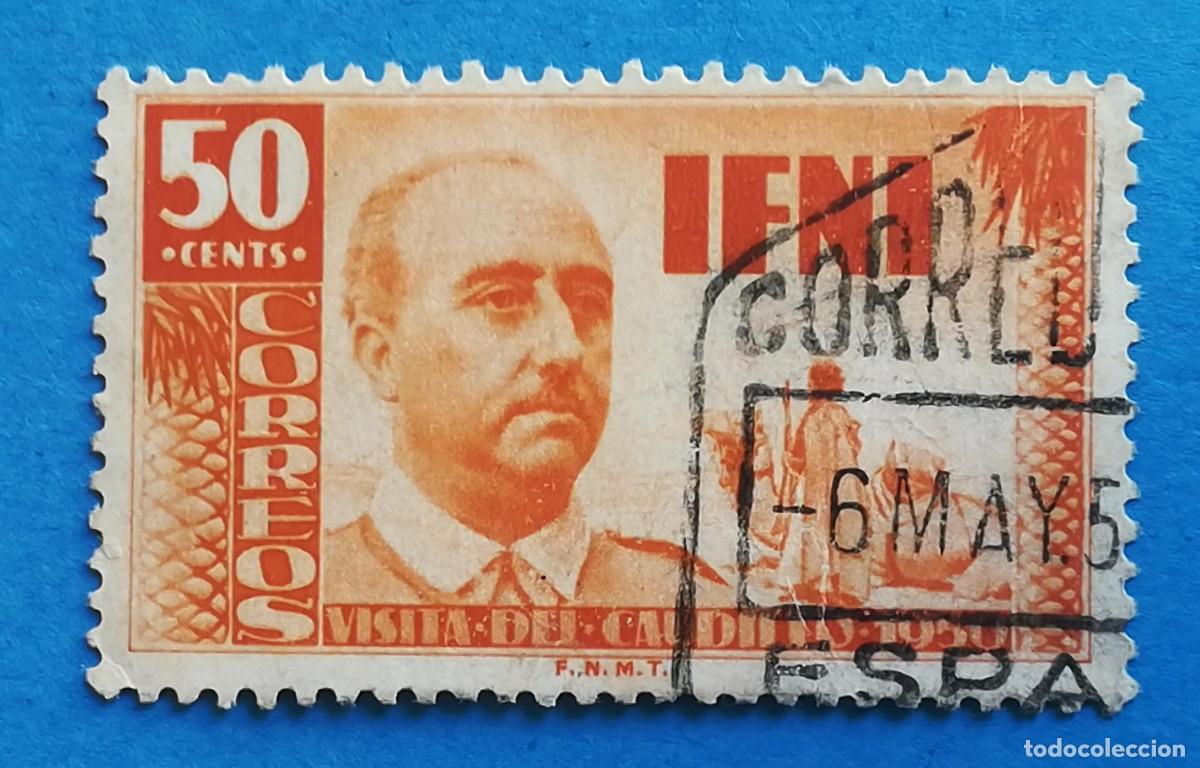 Sellos: Ifni. Visita del Caudillo 1950. Edifil 73. Usado.