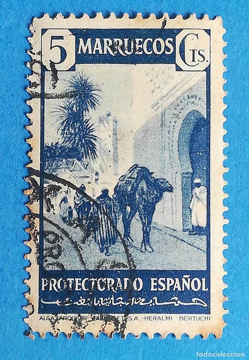 Sellos: Protectorado Espa&ntilde;ol Marruecos. Camello con carga y personas. 5 Cts. Edifil 235