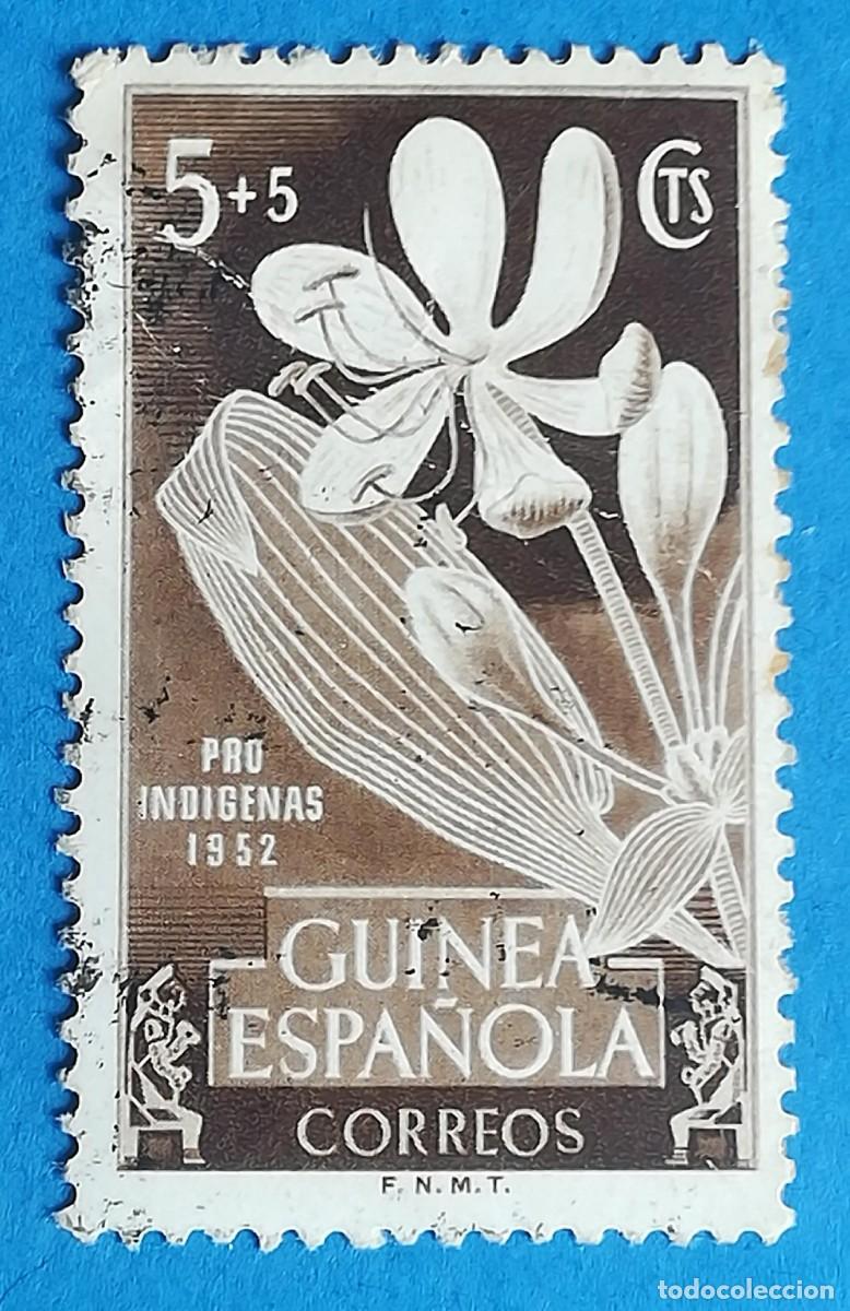 Sellos: Guinea espa&ntilde;ola. Pro ind&iacute;genas 1952. 5+5 Cts. Edifil 316. Usado.