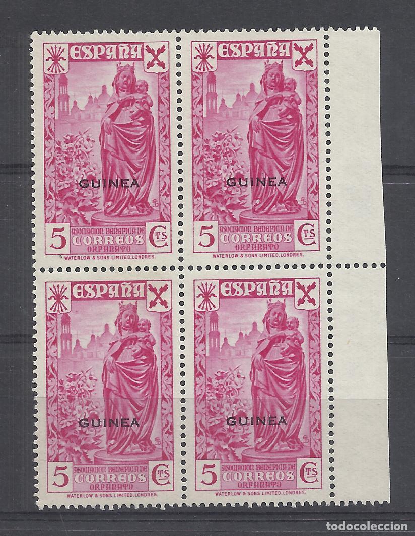 Sellos: HISTORIA DEL CORREO GUINEA 1938 EDIFIL 1 NUEVO** BLOQUE D 4 BORDE HOJA VALOR 2022 CATALOGO 280 EUROS