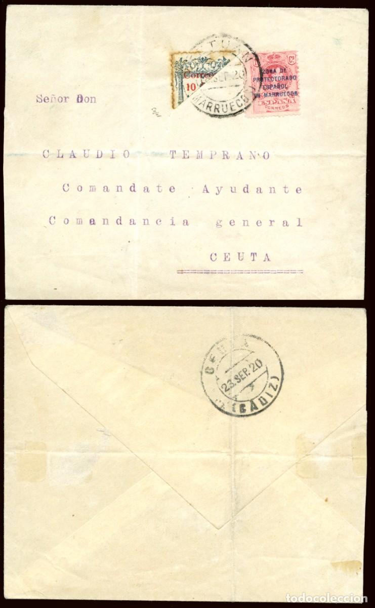 Sellos: Marruecos Esp. - Edi * 60+70 Bisectado - Sobre Mat &rdquo;Tetu&aacute;n 18/Sep./20&rdquo; a Ceuta (hay llegada)