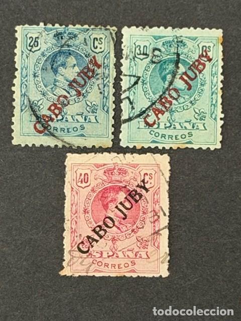 Sellos: Cabo Juby, Sellos de Espa&ntilde;a, habilitados, 1919, Edifil 11, 12 y 13, usados