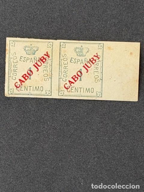 Sellos: Cabo Juby, Sellos de Espa&ntilde;a, habilitados, 1922-1923, Edifil 19, en pareja, nuevos