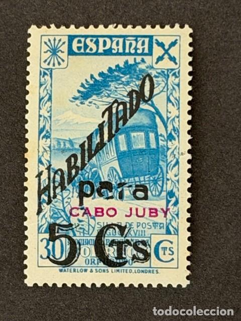 Sellos: Cabo Juby, Beneficencia, Sello de Espa&ntilde;a, habilitado, 1941, Edifil 8, nuevo con fijasellos
