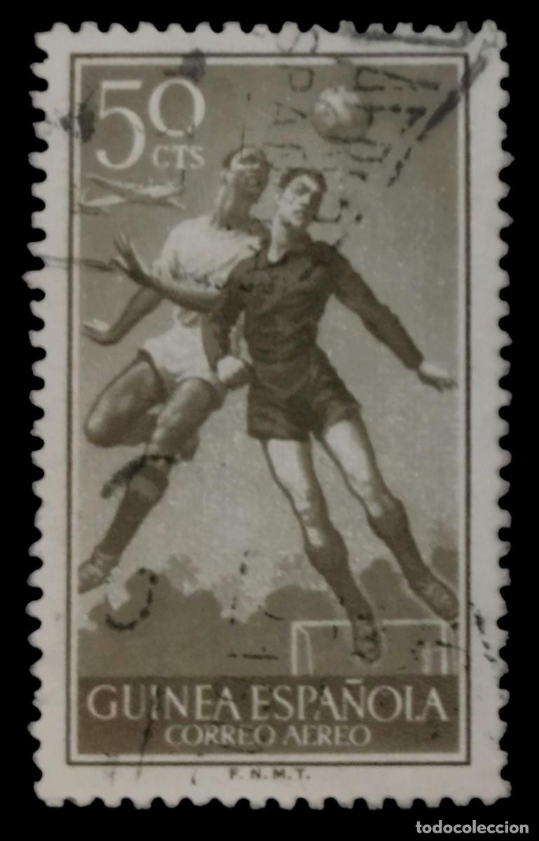 Sellos: GUINEA ESPA&Ntilde;OLA 1955 - 56 F&uacute;tbol. Edifil 340. USADO.
