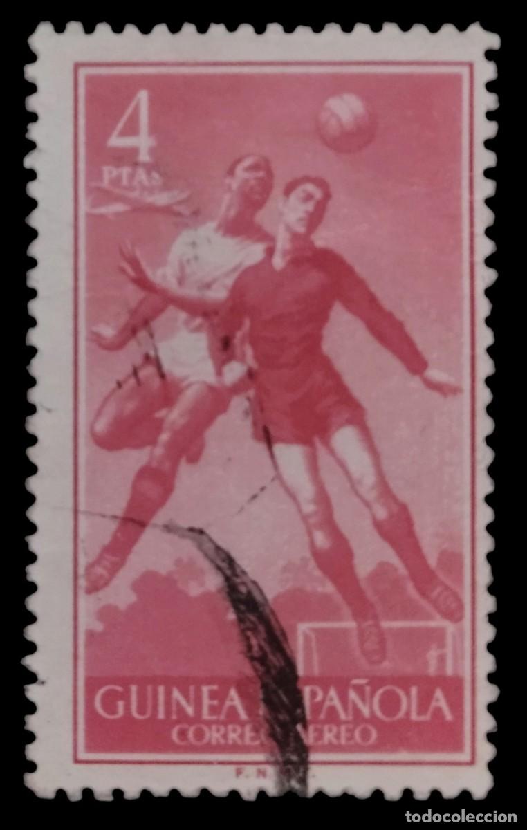 Sellos: GUINEA ESPA&Ntilde;OLA 1955 - 56 F&uacute;tbol. Edifil 343. USADO.