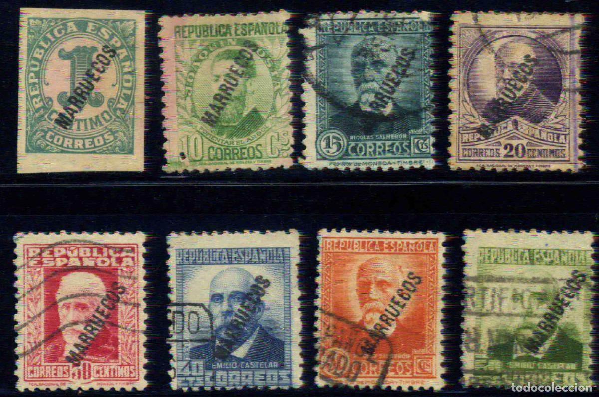 Sellos: T&aacute;nger 1933-1938 (sobrecarga &rdquo;MARRUECOS&rdquo;, serie corta, usados)