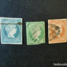 Timbres: ANTILLAS,CUBA,1857,ISABEL II,EDIFIL 7-9,COMPLETA,SIN FILIGRANAS,USADOS,(LOTE AB). Lote 83660820