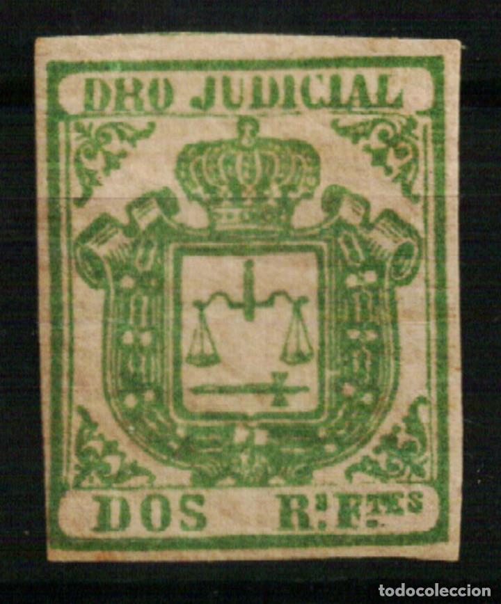 Sellos: Fiscal Colonias Españolas. Derecho Judicial Dos Reales Fuertes Verde de 1856/64 - Foto 1 - 108318747