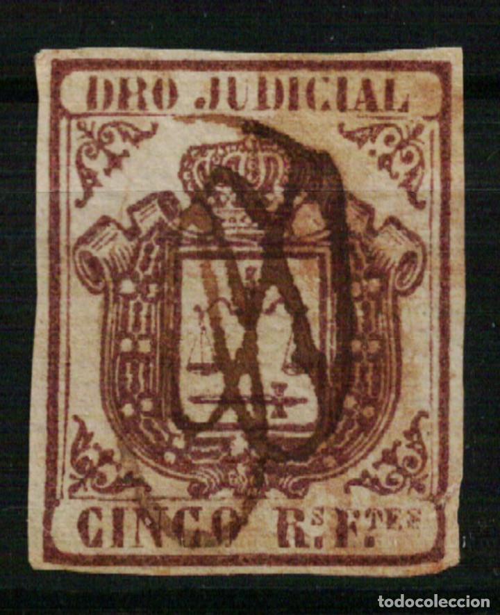 Sellos: Fiscal Colonias Españolas. Derecho Judicial Cinco Reales Fuertes Carmín de 1856/64 - Foto 1 - 108319367