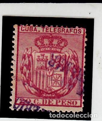 CUBA - 1892 TELEGRAFOS NUM 75 USADO CON FIJASELLOS (Sellos - España - Colonias Españolas y Dependencias - América - Cuba)