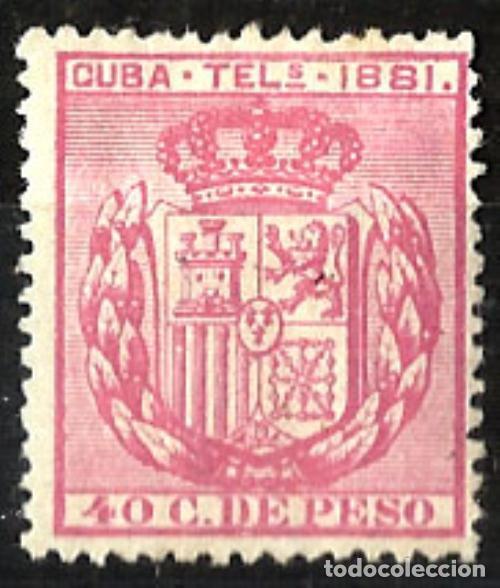 1881 CUBA TELÉGRAFOS 40 C DE PESO EDIFIL 53* MH (Sellos - España - Colonias Españolas y Dependencias - América - Cuba)