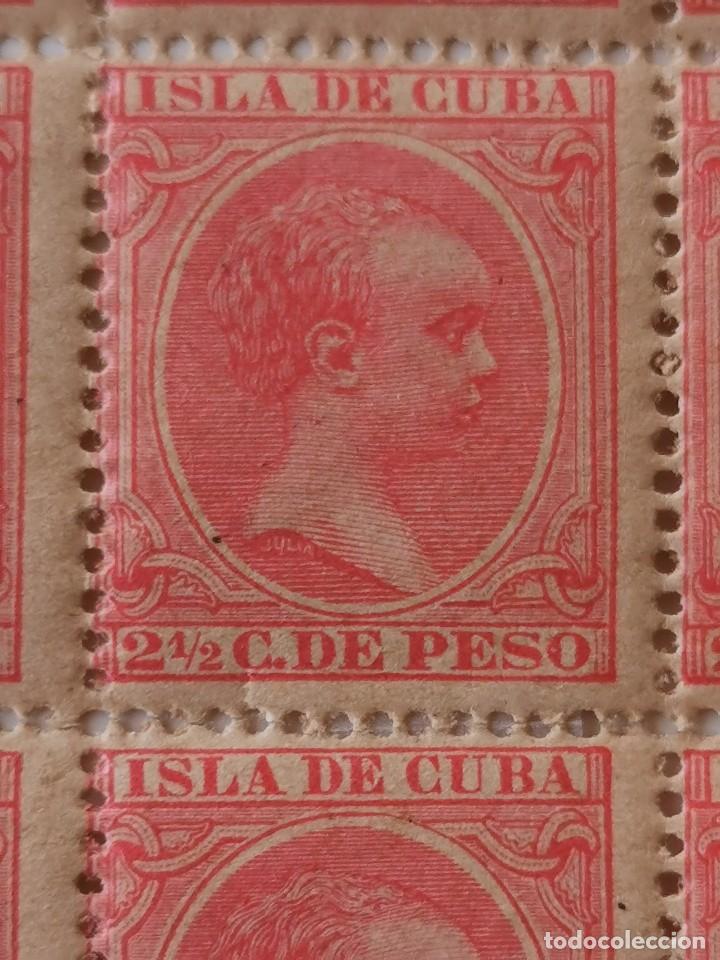 Sellos: PLANCHA CON 100 SELLOS 2,5 CENTAVOS DE PESO 1891 - ISLA DE CUBA - ALFONSO XIII - RARÍSIMA PLANCHA - Foto 3 - 203438660