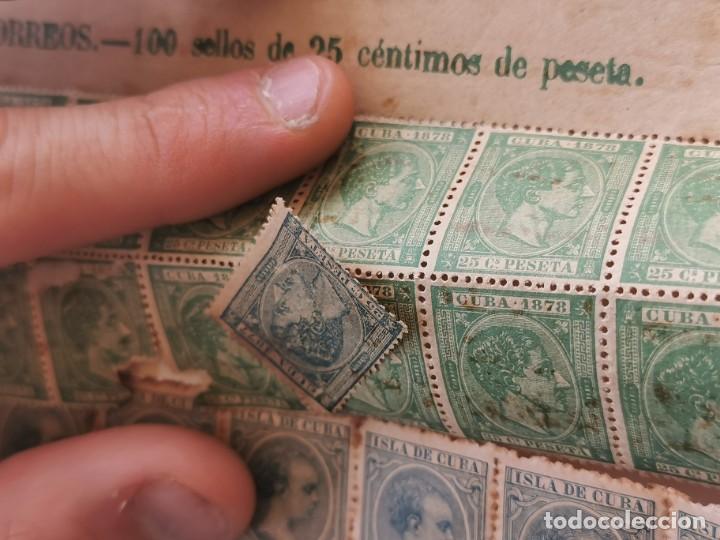 Sellos: LOTE 100 SELLOS 25 CENTAVOS DE PESERA Y 5 CENTAVOS DE PESO ALFONSO XII Y XIII - ISLA DE CUBA - Foto 9 - 203441318