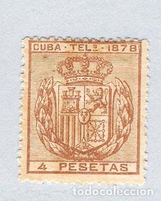 1878. ISABEL II. CUBA TELEGRAFOS, EDIFIL 45. CUATRO PESETAS CASTAÑO(*)