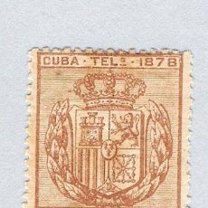 Sellos: 1878. ISABEL II. CUBA TELEGRAFOS, EDIFIL 45. CUATRO PESETAS CASTAÑO(*). Lote 212698907