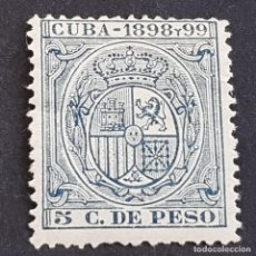Sellos: CUBA, 1898-1899, ESCUDO ESPAÑA, FISCAL, 5 C. DE PESO, NUEVO, FIJASELLO, ( LOTE AB )