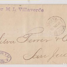 Sellos: CARTA ENTERA. HABANA, CUBA. A PUERTO RICO. POR EL BUQUE M. L. VILLAVERDE. 1885. Lote 276089338