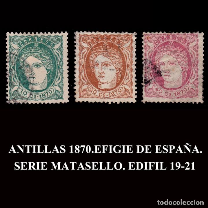 Sellos: ANTILLAS.España.1870 Efigie.Serie Matasello Edifil 19-21 - Foto 1 - 283228558