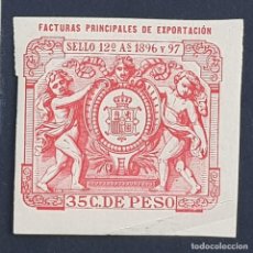 Sellos: PUERTO RICO Y CUBA, 1896-1897,FISCAL FACTURAS PRINCIPALES EXPORTACIÓN, 35 C. DE PESO,LEER, (LOTE AB). Lote 339551533