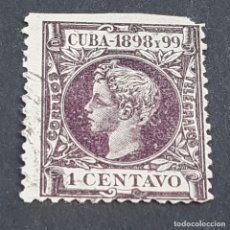 Sellos: CUBA, 1898, ALFONSO XIII, EDIFIL 159, USADO, PUNTO ADELGAZADO, SIN DENTAR LADO SUPERIOR, (LOTE AB)