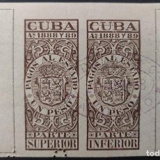Sellos: COLONIAS ESPAÑOLAS. CUBA. PAGOS AL ESTADO 1888 Y 1889. UN PESO. COMPLETO. FISCALES