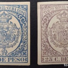 Sellos: COLONIAS ESPAÑOLAS. CUBA. TIMBRE MÓVIL 1894. 2 SELLOS. FISCALES.