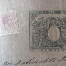 Sellos: 1886 1887 CUBA SELLO OFICIO 5C. DE PESO & 1884 FISCAL 2 1/2C. * DOCUMENTO EN PAPEL TIMBRADO SELLADO