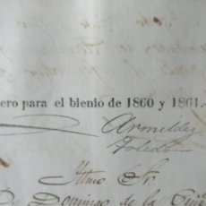 Sellos: 1860 1861 CUBA SELLO TERCERO 2 REALES CONDE DE ARMÍLDEZ DE TOLEDO * DOCUMENTO PAPEL TIMBRADO SELLADO