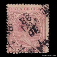 Sellos: CUBA.1891-92 ALFONSO XIII.10C ROSA LILA.MATASELLO.EDIFIL.128. Lote 400937069